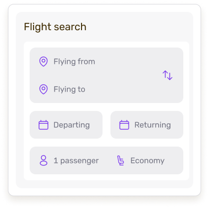 Click round-trip flight. Choose your origin and destination city, complete data, then click Search